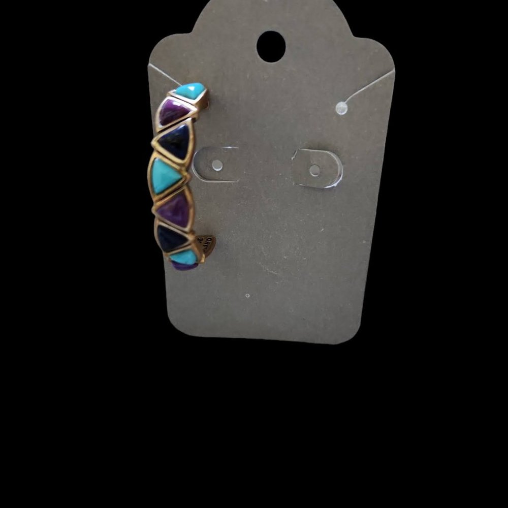 Barse Half Hoop Single Multi-Stone Earring